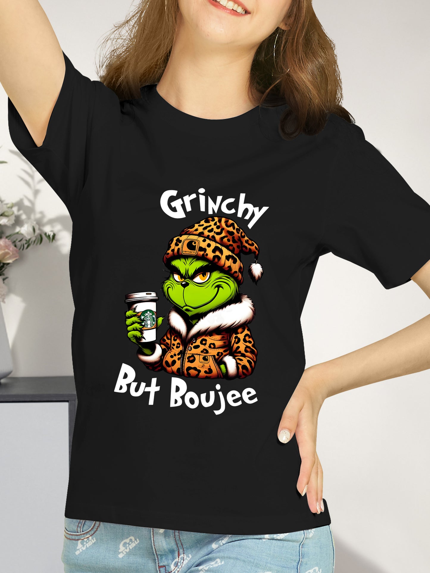 Grinchy but Boujee Christmas Shirt - Relaxed Fit, Full Size