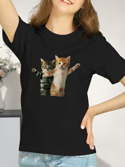 Whimsical Feline Shirt - Relaxed Fit, Full Size