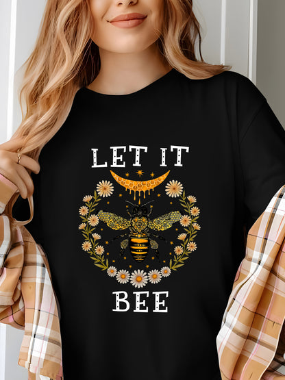 Bee & Floral Artistic Shirt - Relaxed Fit, Full Size