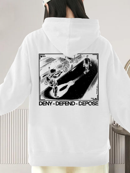 Trendy Black And White Deny DefendDepose Shirt - Relaxed Fit, Full Size