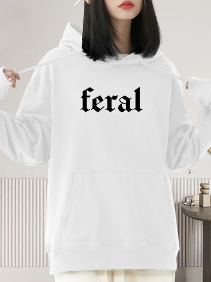 "FERAL" Slogan Shirt - Relaxed Fit, Full Size