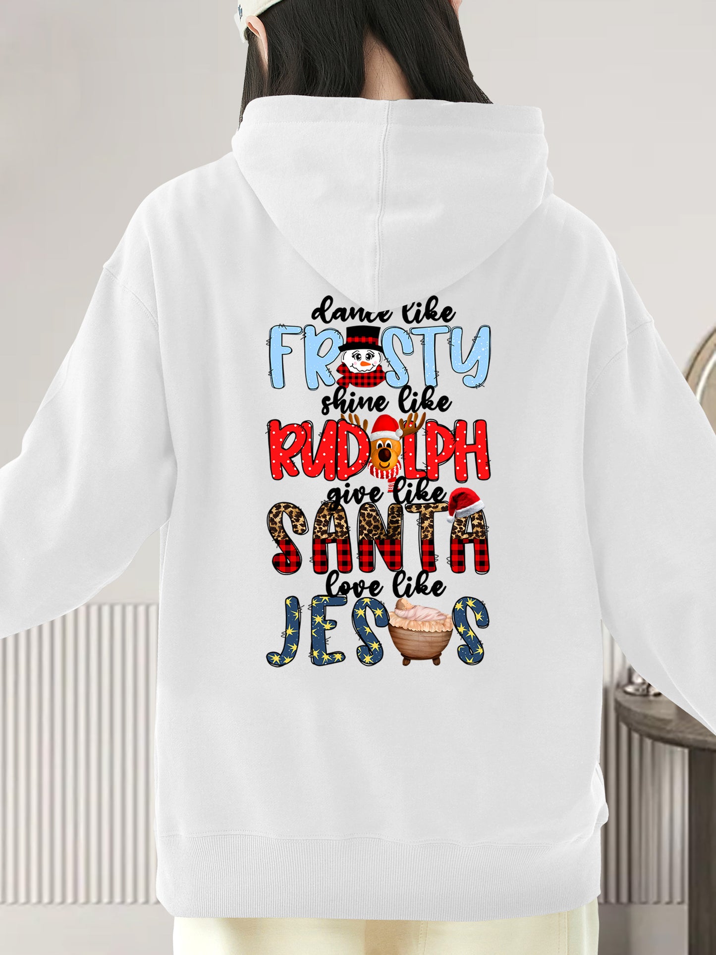 Dance Like Frosty Shine like Rudolph Give like Santa Love Like Jesus Shirt - Relaxed Fit, Full Size