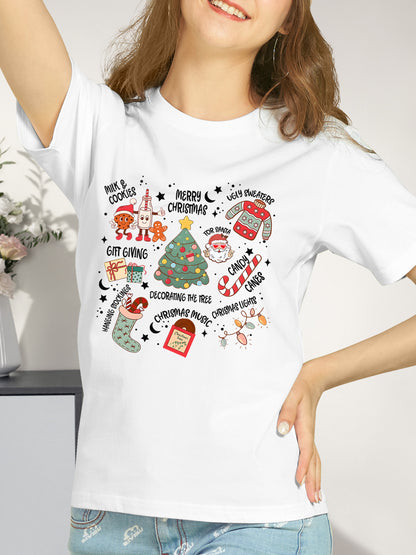 Christmas Themed Letter Shirt - Relaxed Fit, Full Size