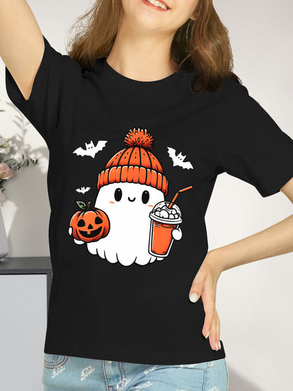 Halloween Ghost & Pumpkin Shirt - Relaxed Fit, Full Size