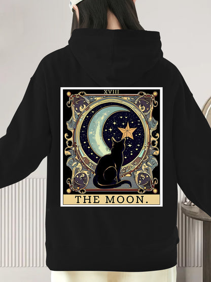 Black Cat Cresent Moon Tarot Card Shirt - Relaxed Fit, Full Size