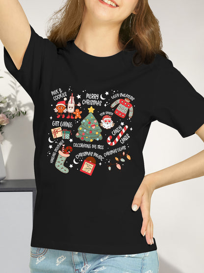 Christmas Themed Letter Shirt - Relaxed Fit, Full Size