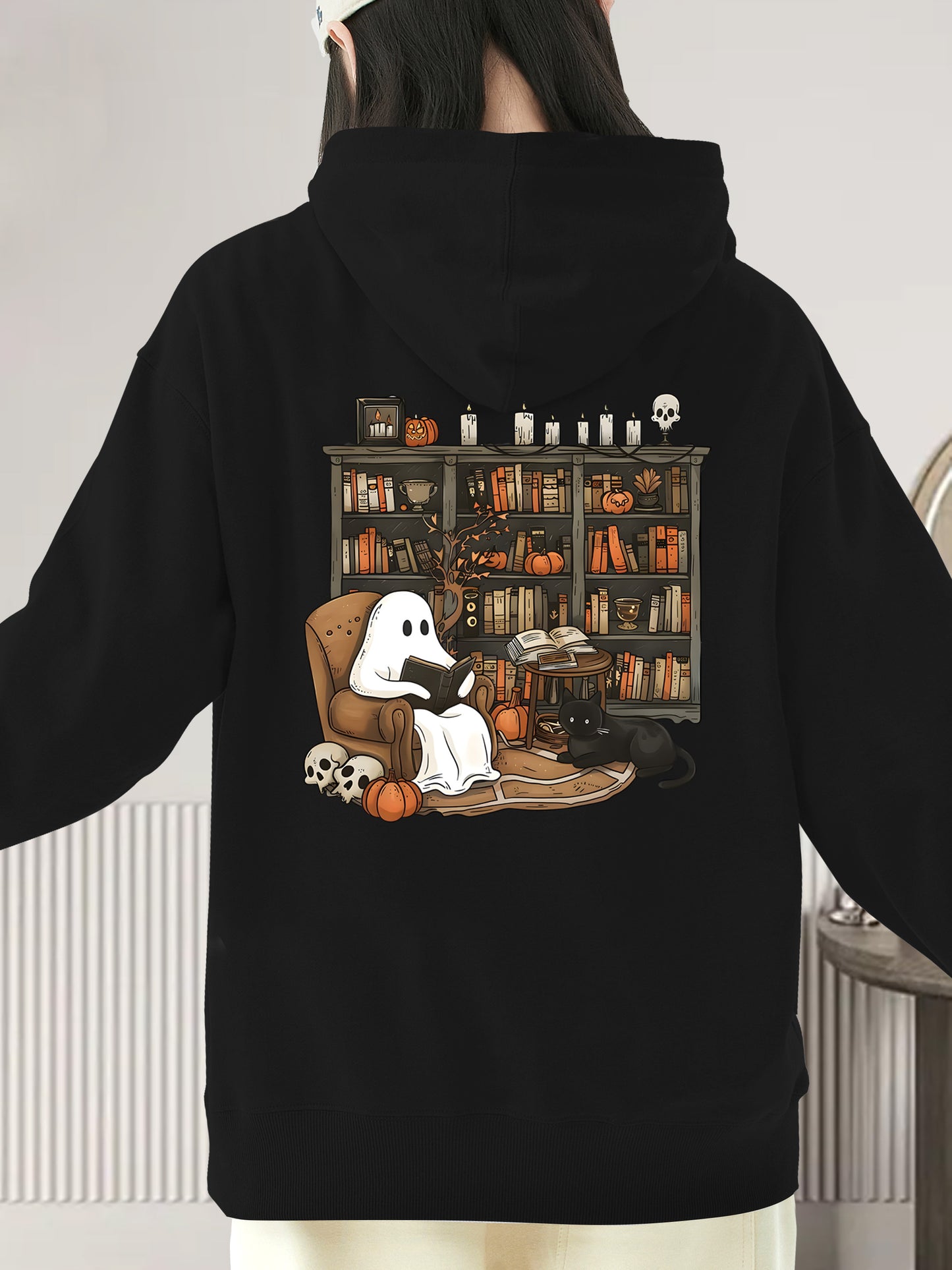 Retro Ghost Reading Books Shirt - Relaxed Fit, Full Size