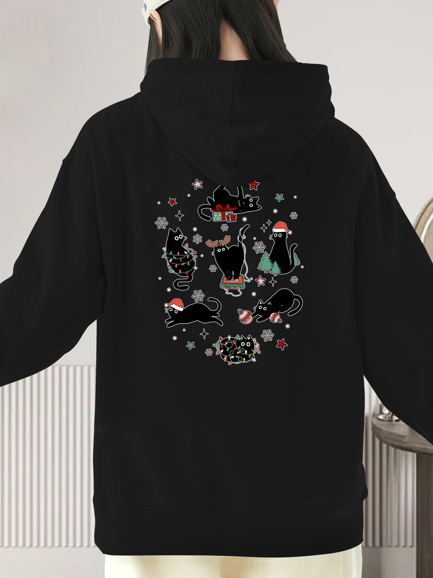 Christmas Black Cat Shirt - Relaxed Fit, Full Size