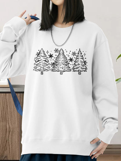 Snow Trees With Sleeve Shirt - Relaxed Fit, Full Size