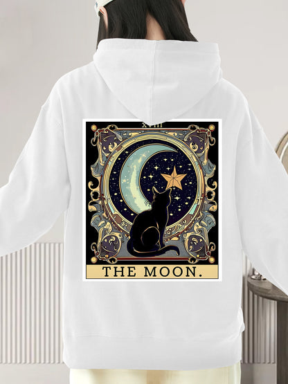 Black Cat Cresent Moon Tarot Card Shirt - Relaxed Fit, Full Size