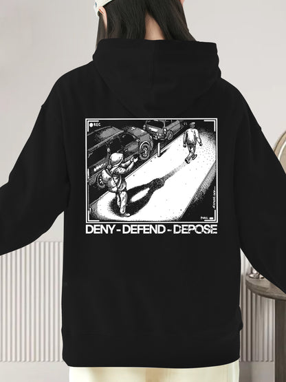 Trendy Black And White Deny DefendDepose Shirt - Relaxed Fit, Full Size