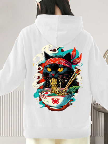 Cat Ramen Japanese Anime Shirt - Relaxed Fit, Full Size