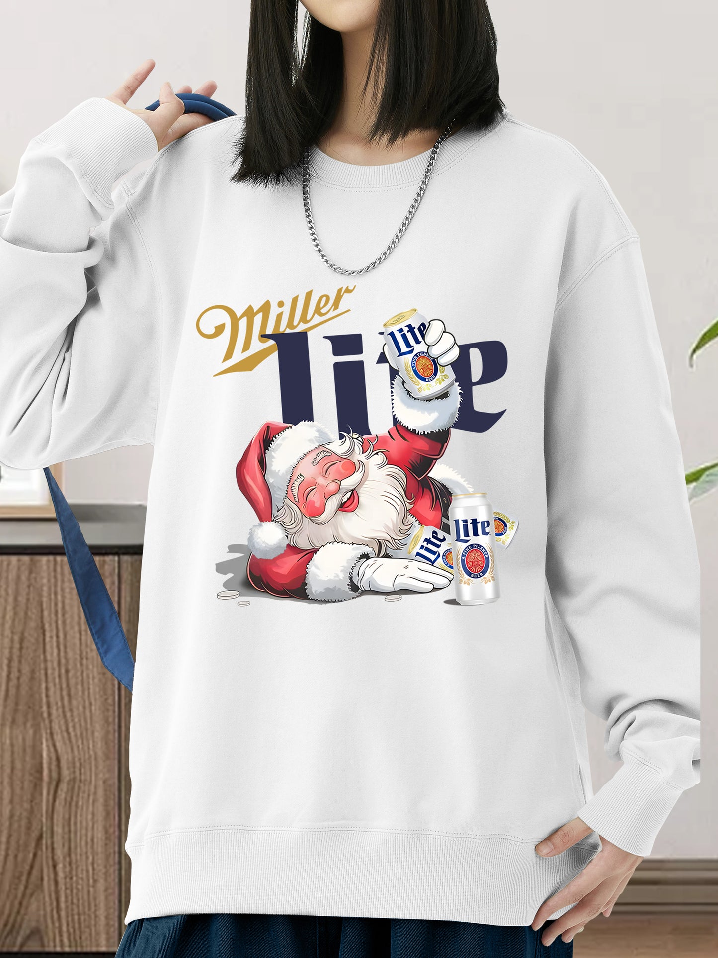 Funny Miler Lite Drunk Santa Claus Chrismas Unisex Shirt - Relaxed Fit, Full Size