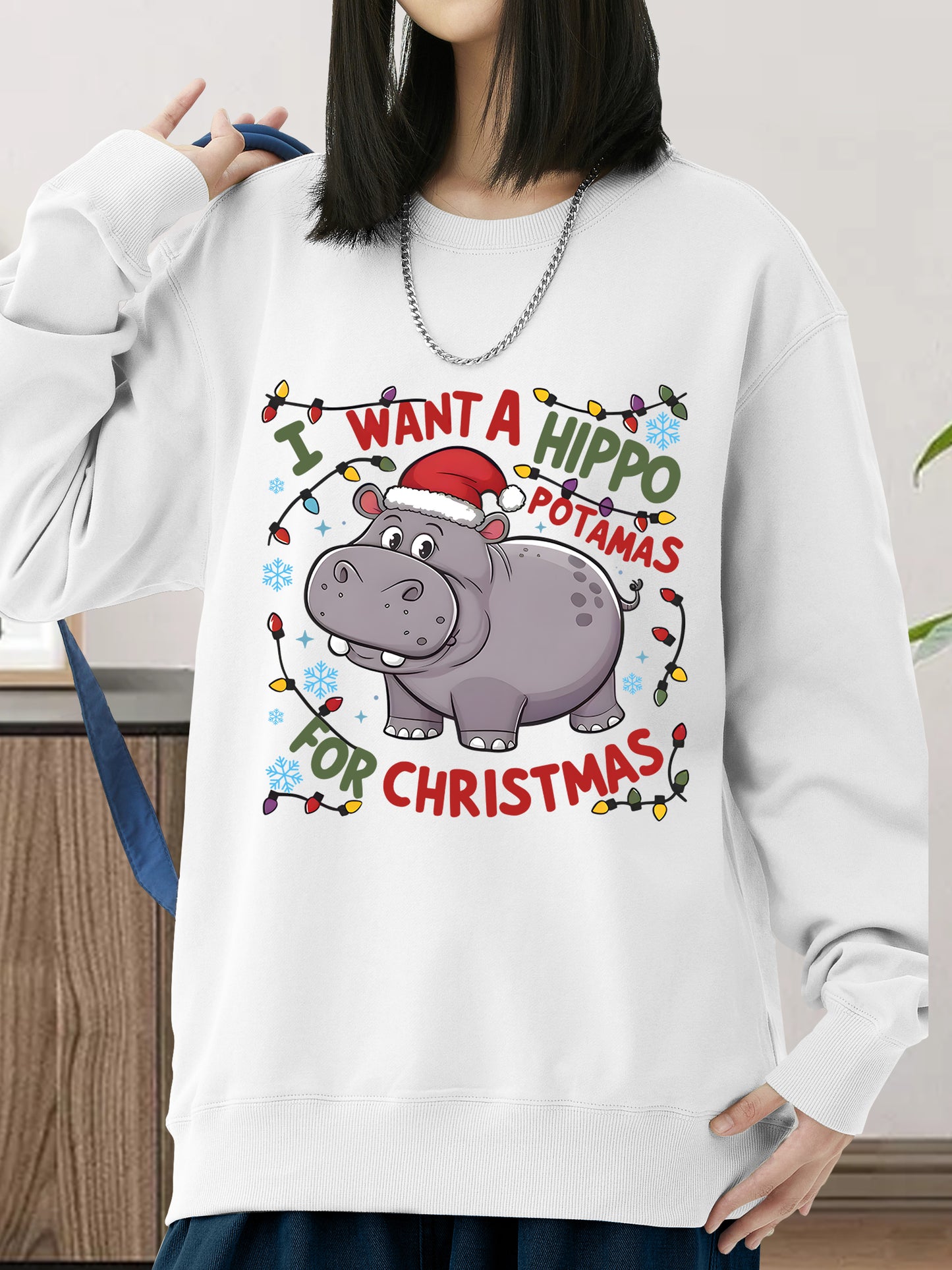 Cute A Hippopotamus For Christmas Shirt - Relaxed Fit, Full Size