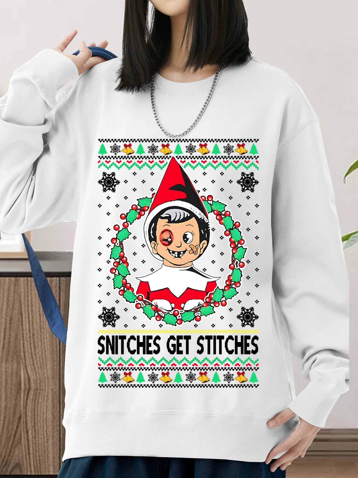 Snitches Get A Ugly Christmas Shirt - Relaxed Fit, Full Size