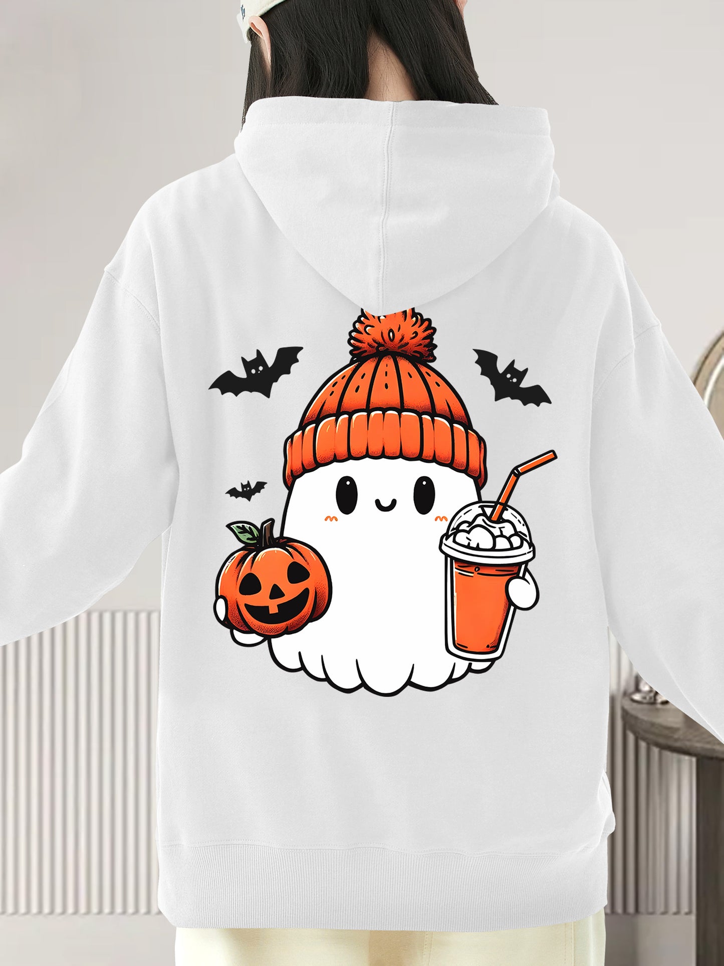 Halloween Ghost & Pumpkin Shirt - Relaxed Fit, Full Size