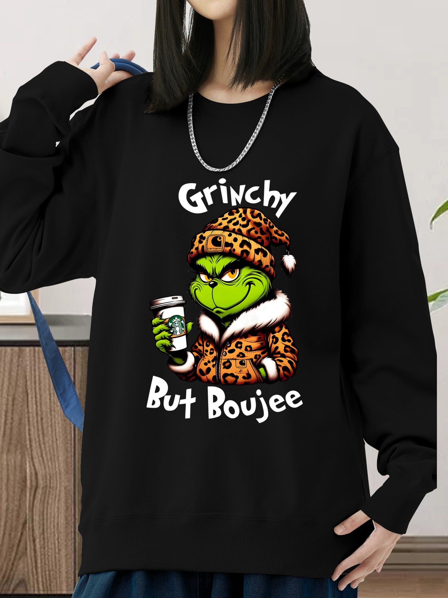 Grinchy but Boujee Christmas Shirt - Relaxed Fit, Full Size