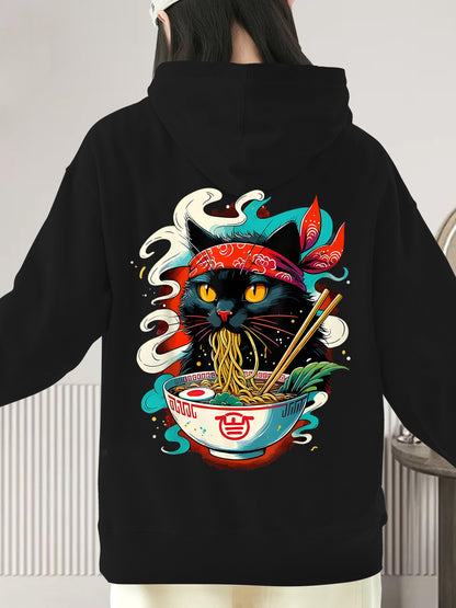 Cat Ramen Japanese Anime Shirt - Relaxed Fit, Full Size