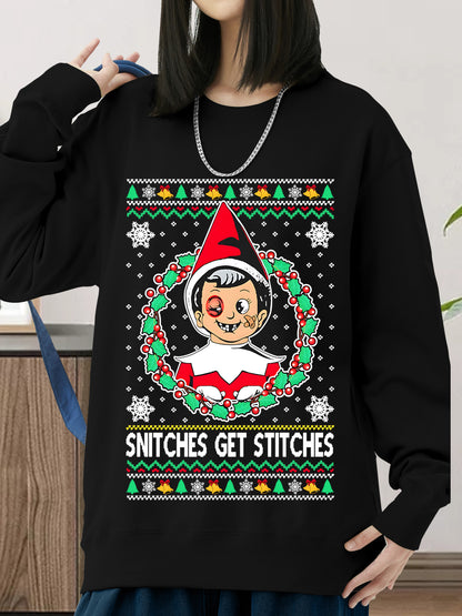 Snitches Get A Ugly Christmas Shirt - Relaxed Fit, Full Size