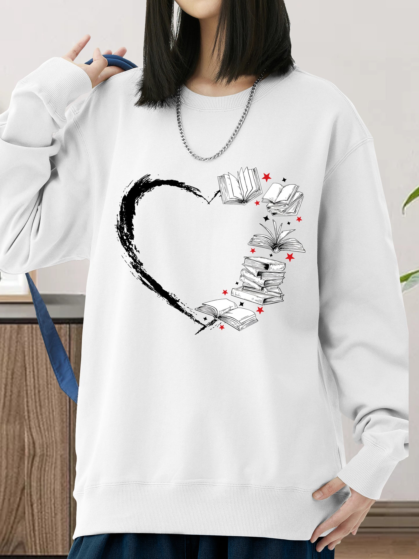 Heart & Book Shirt - Relaxed Fit, Full Size