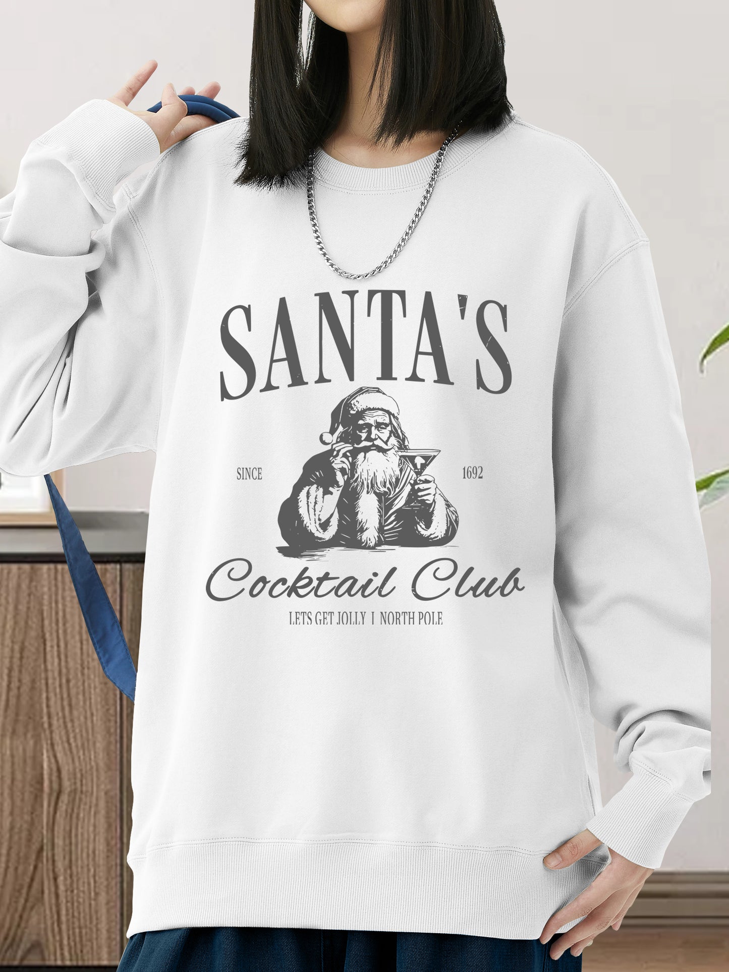 Santas Cocktail Club Christmas Shirt - Relaxed Fit, Full Size