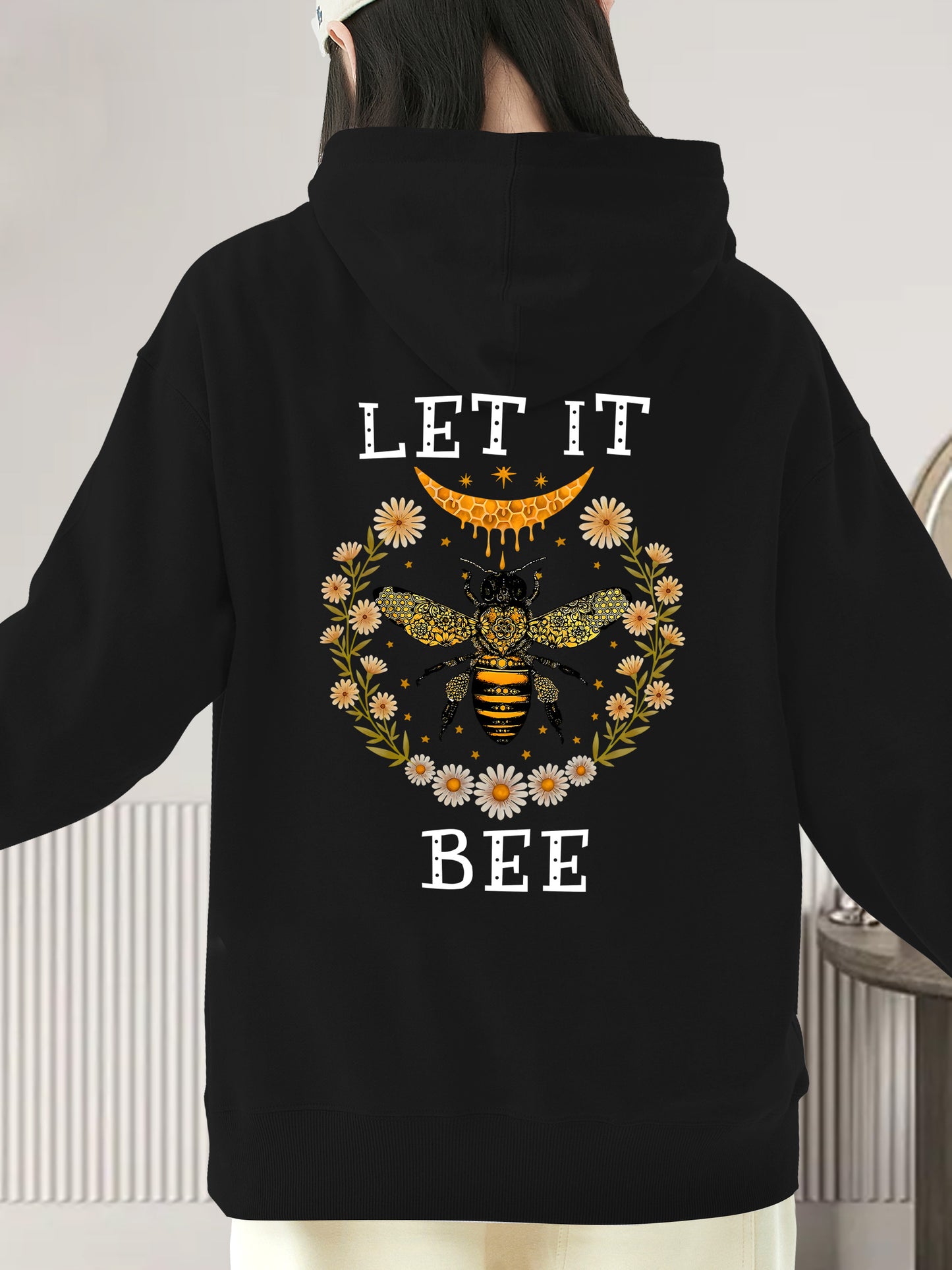 Bee & Floral Artistic Shirt - Relaxed Fit, Full Size