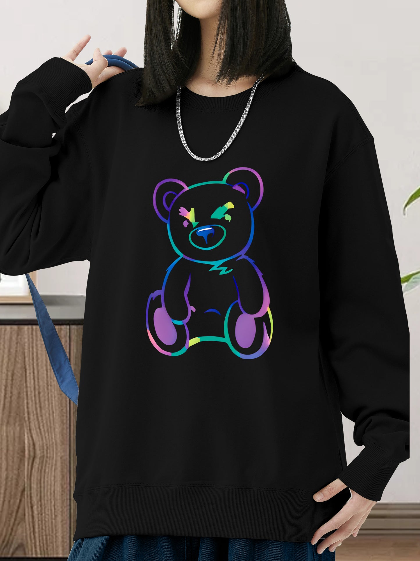 Cartoon Bear Shirt - Relaxed Fit, Full Size