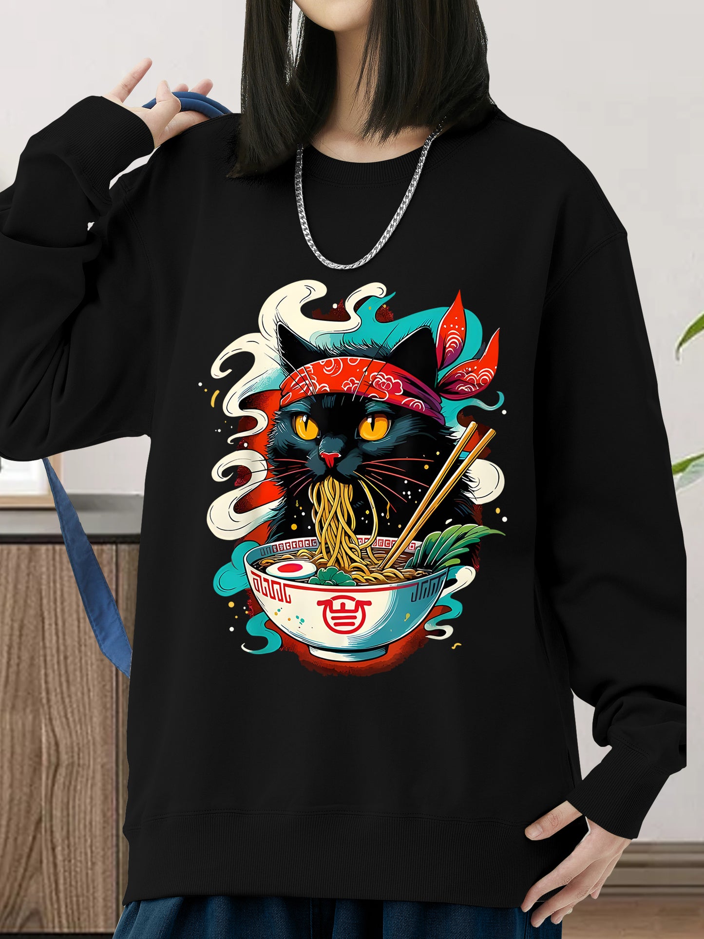 Cat Ramen Japanese Anime Shirt - Relaxed Fit, Full Size