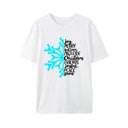 Christmas Snowflake Joy Merry Believe Mistletoe Shirt - Relaxed Fit, Full Size