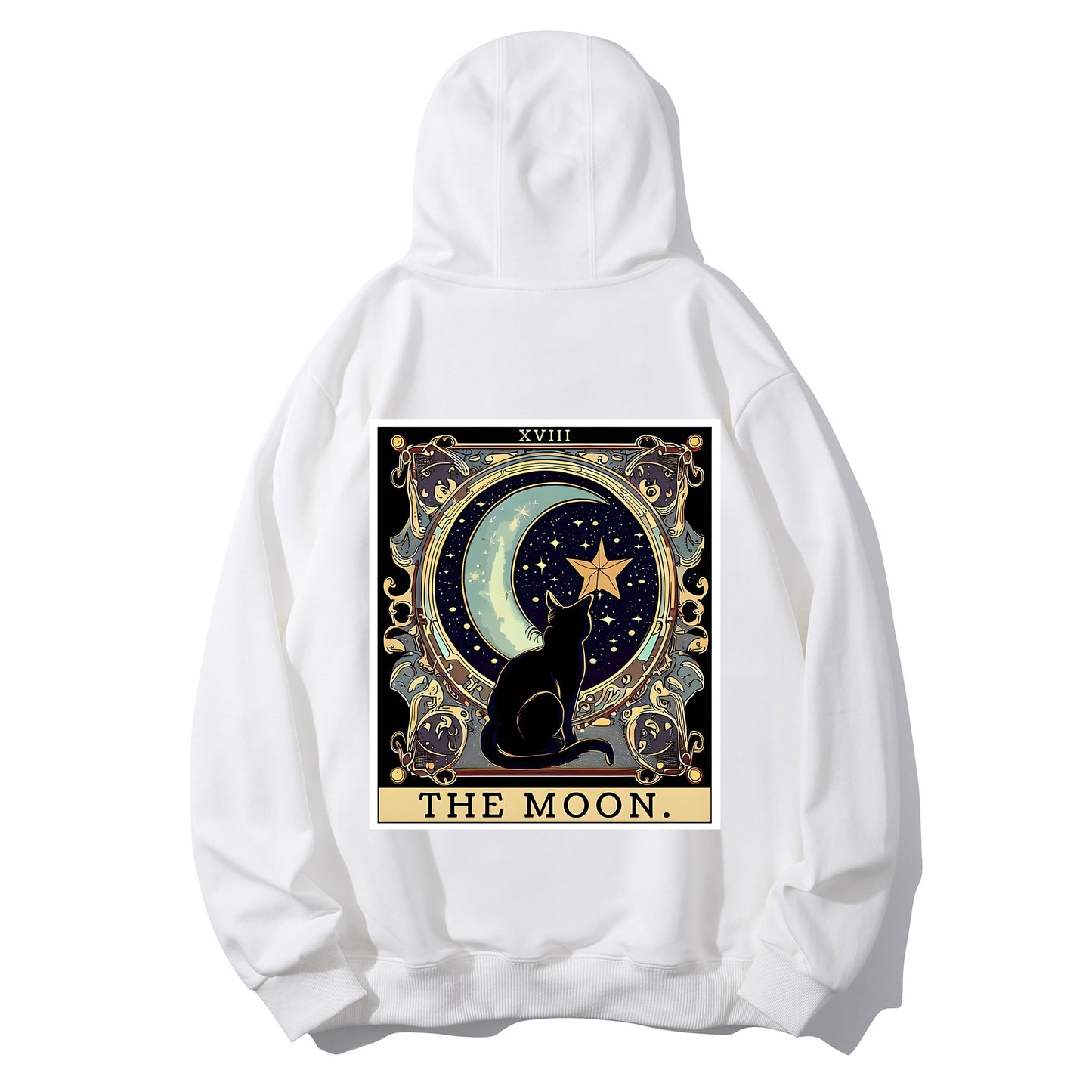 Black Cat Cresent Moon Tarot Card Shirt - Relaxed Fit, Full Size