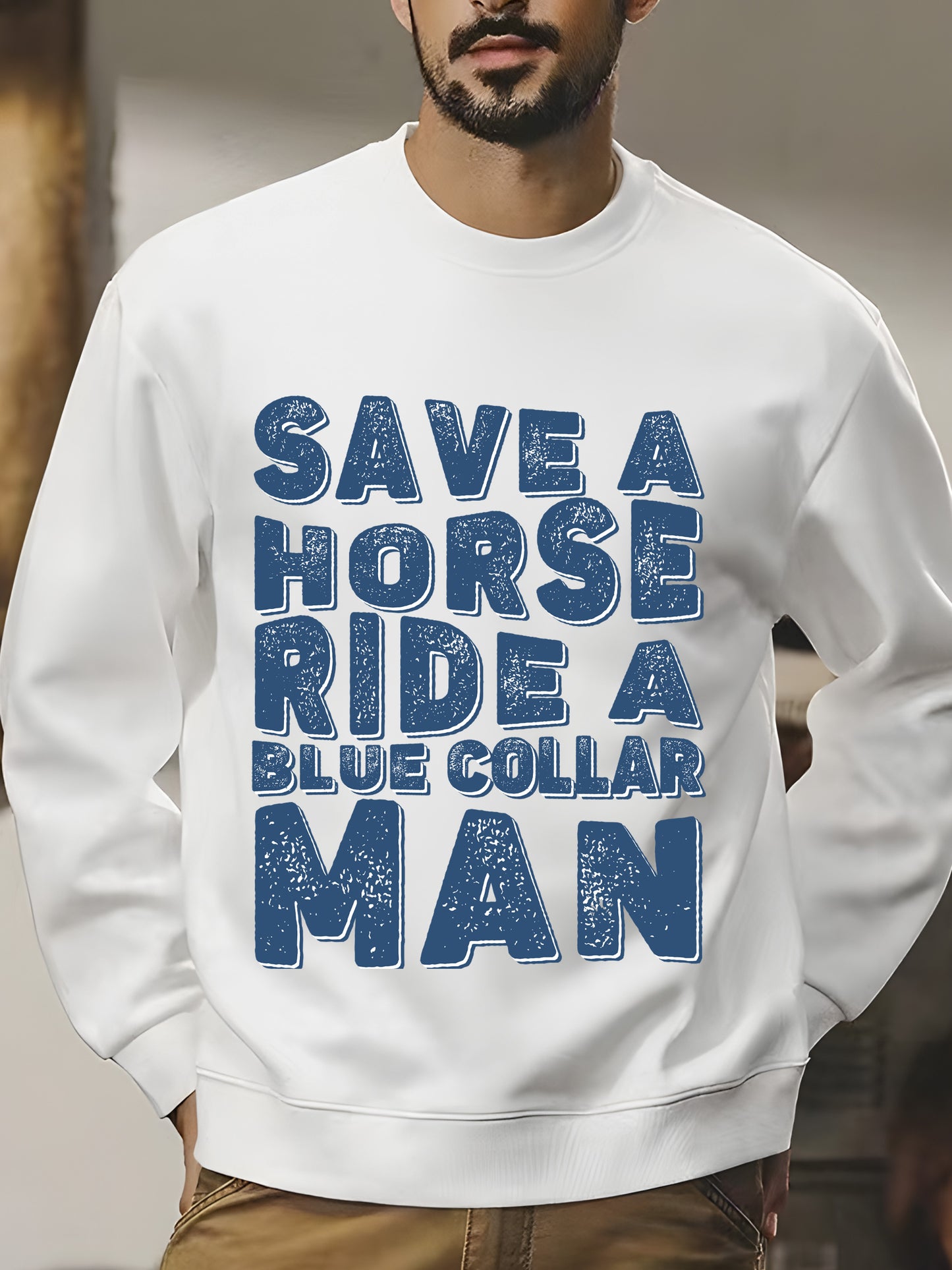 Save a Horse Ride a Blue Collar Shirt - Relaxed Fit, Full Size