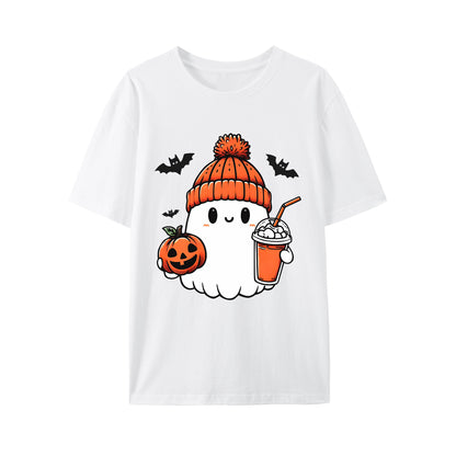 Halloween Ghost & Pumpkin Shirt - Relaxed Fit, Full Size