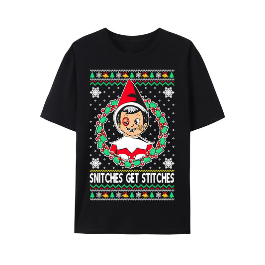 Snitches Get A Ugly Christmas Shirt - Relaxed Fit, Full Size