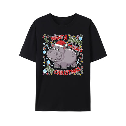 Cute A Hippopotamus For Christmas Shirt - Relaxed Fit, Full Size