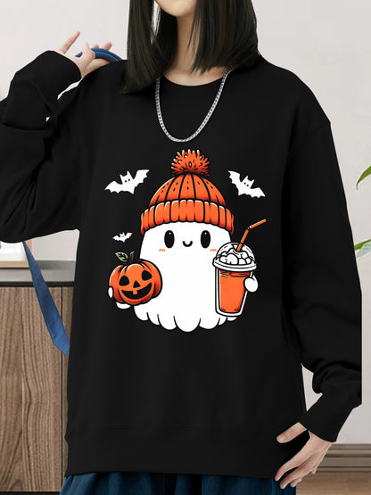 Halloween Ghost & Pumpkin Shirt - Relaxed Fit, Full Size