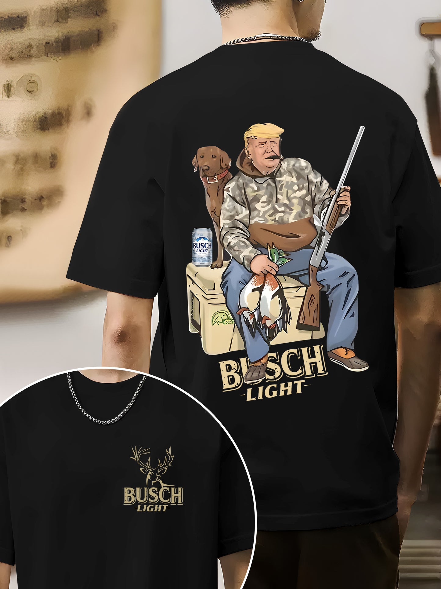 Hunter Trump With Busch Light Beer 2 Siders Shirt - Relaxed Fit, Full Size