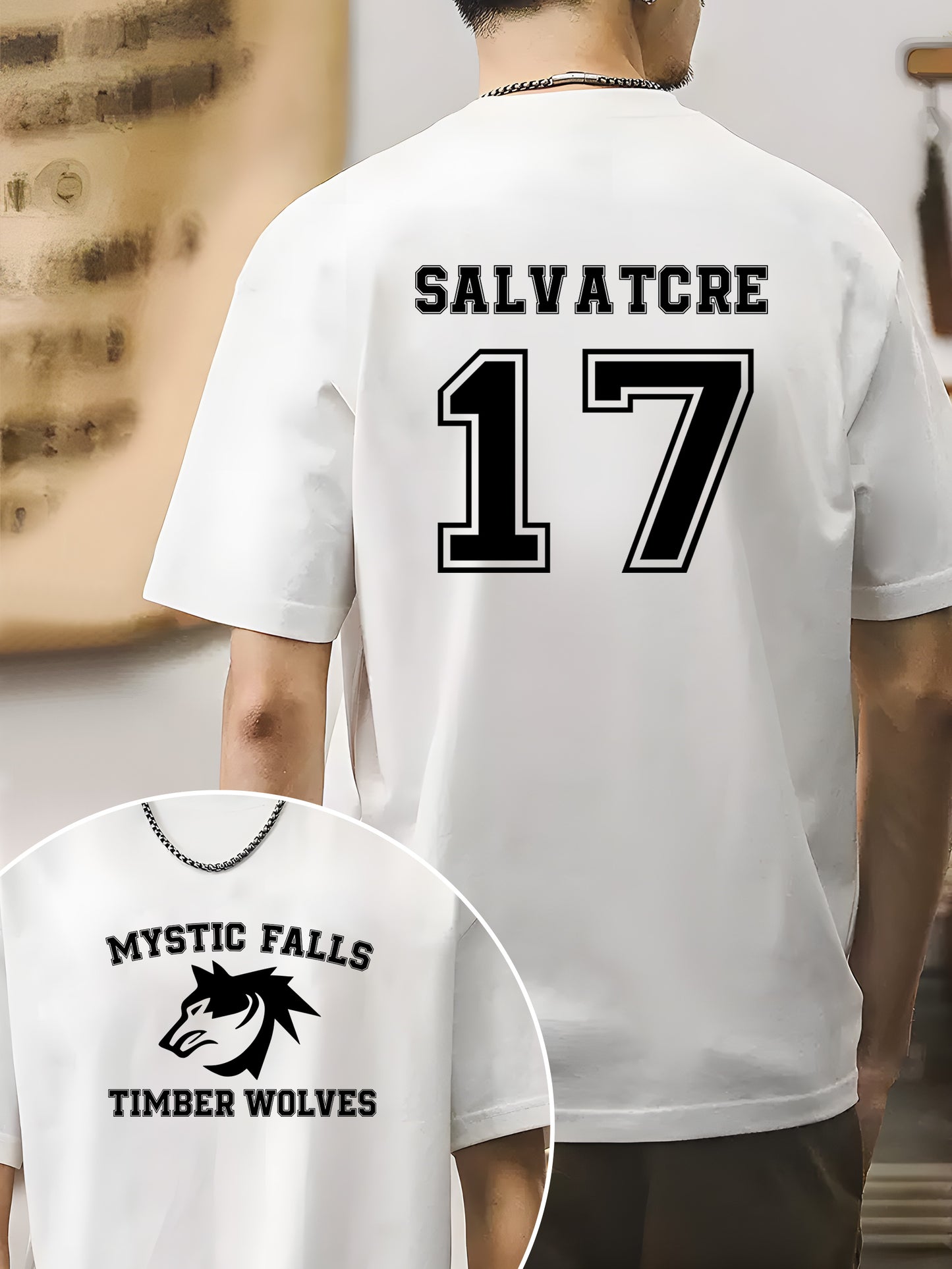 Mystic Falls Salvatore 17 Front And Back Shirt - Relaxed Fit, Full Size