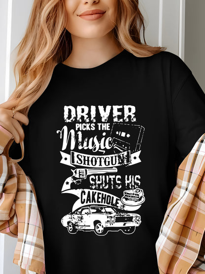 Letter & Car Shirt - Relaxed Fit, Full Size