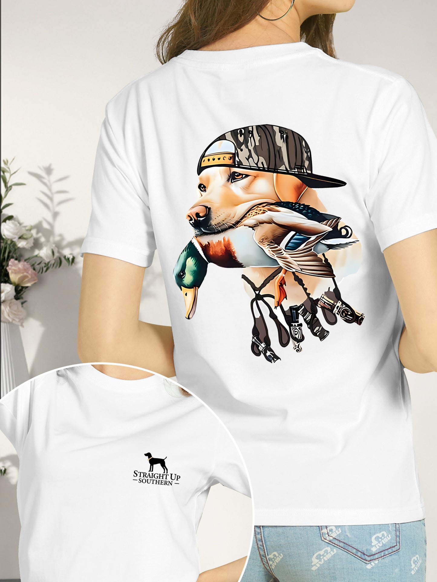 Bold Hunting Dog with Duck Shirt - Relaxed Fit, Full Size