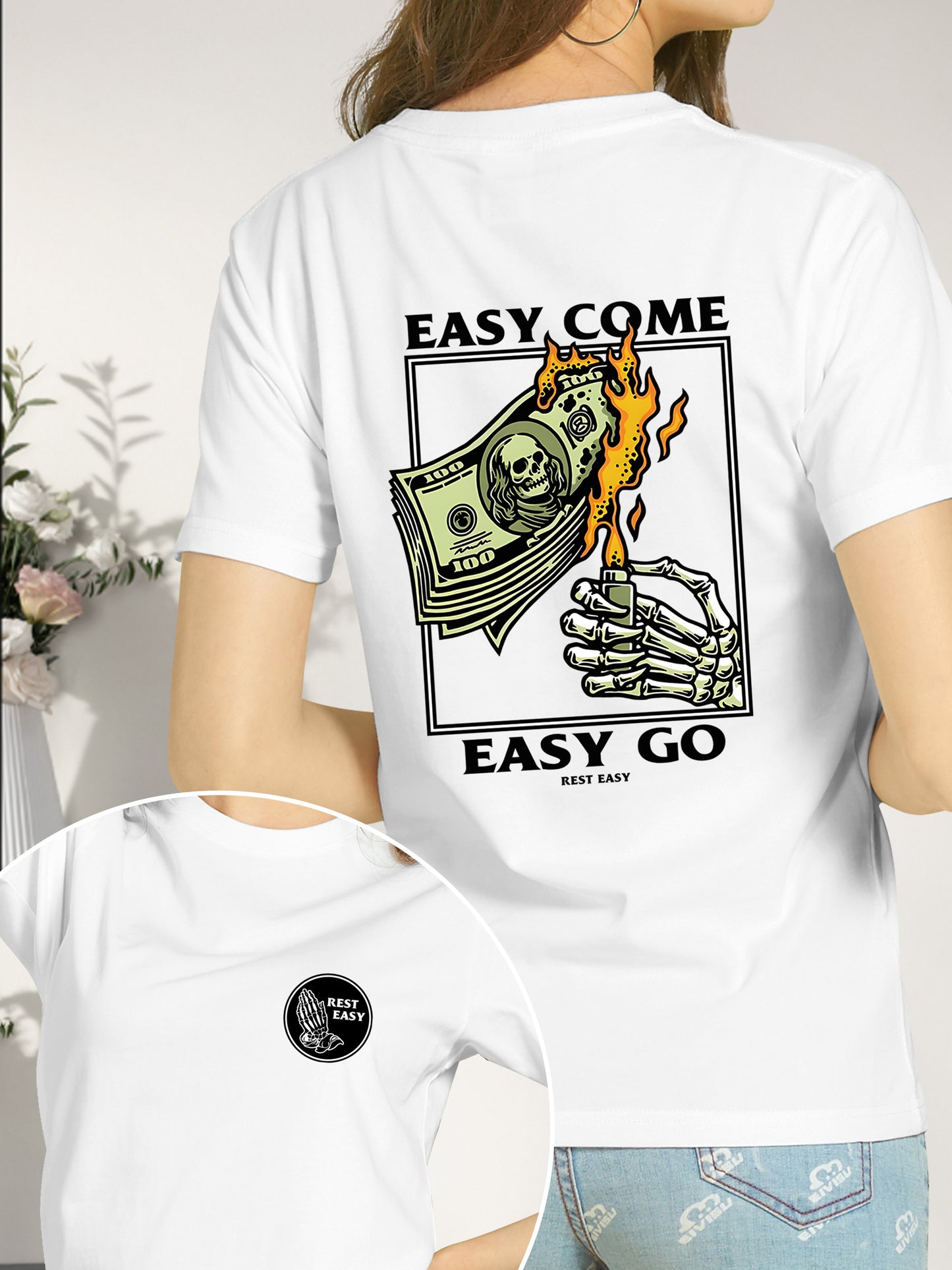 Easy Come Easy Go Skeleton Shirt - Relaxed Fit, Full Size