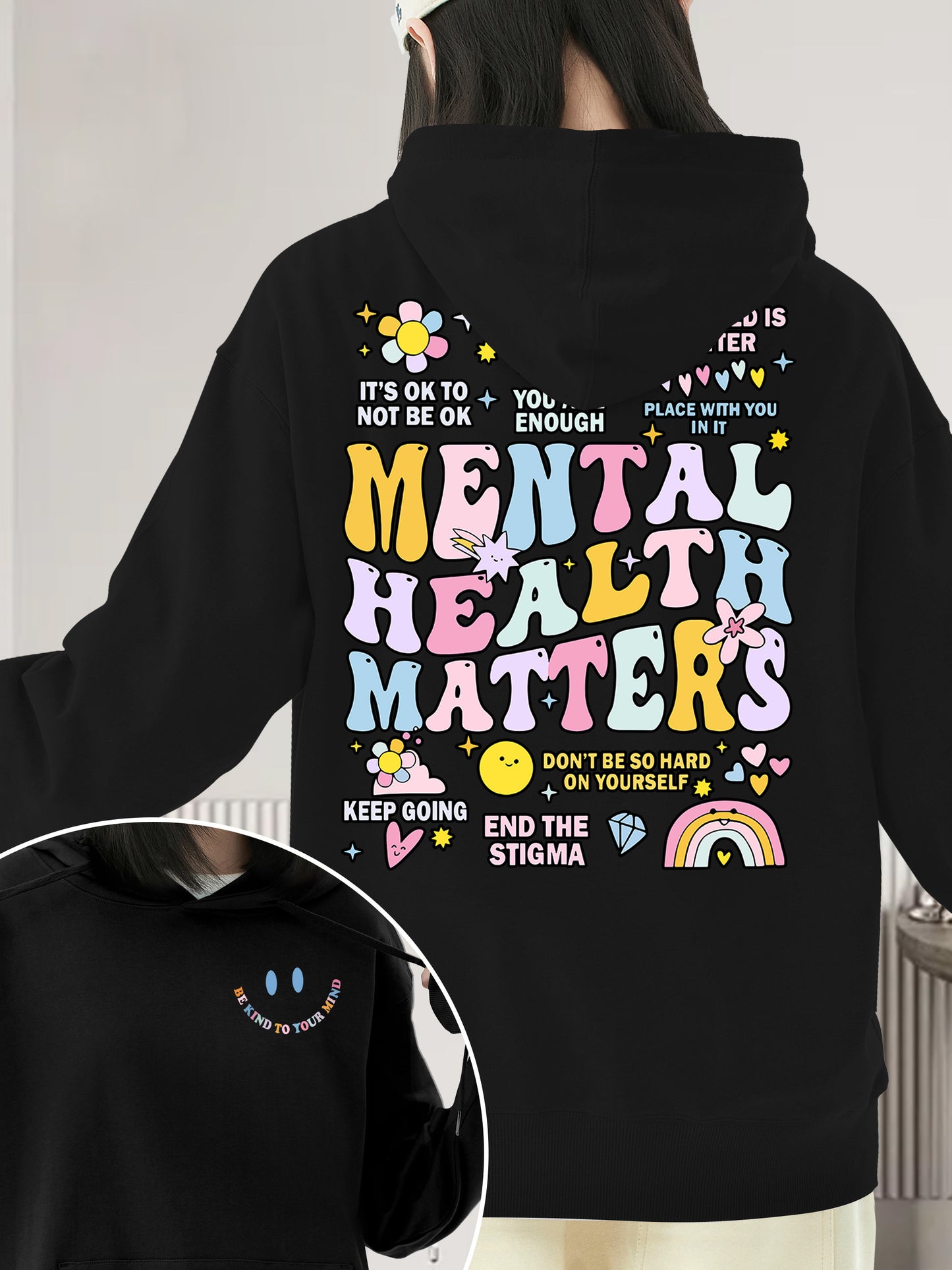 "Mental Health Matters" Slogan Shirt - Relaxed Fit, Full Size