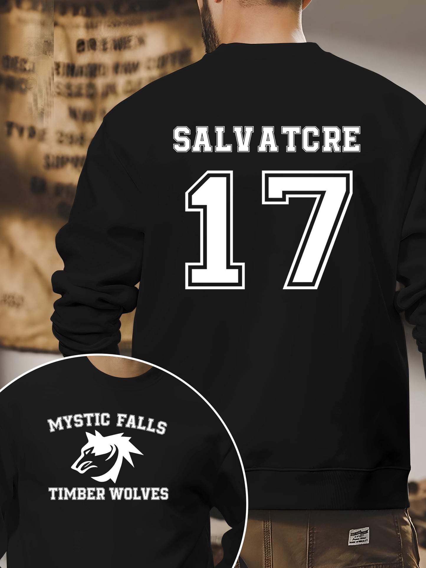 Mystic Falls Salvatore 17 Front And Back Shirt - Relaxed Fit, Full Size