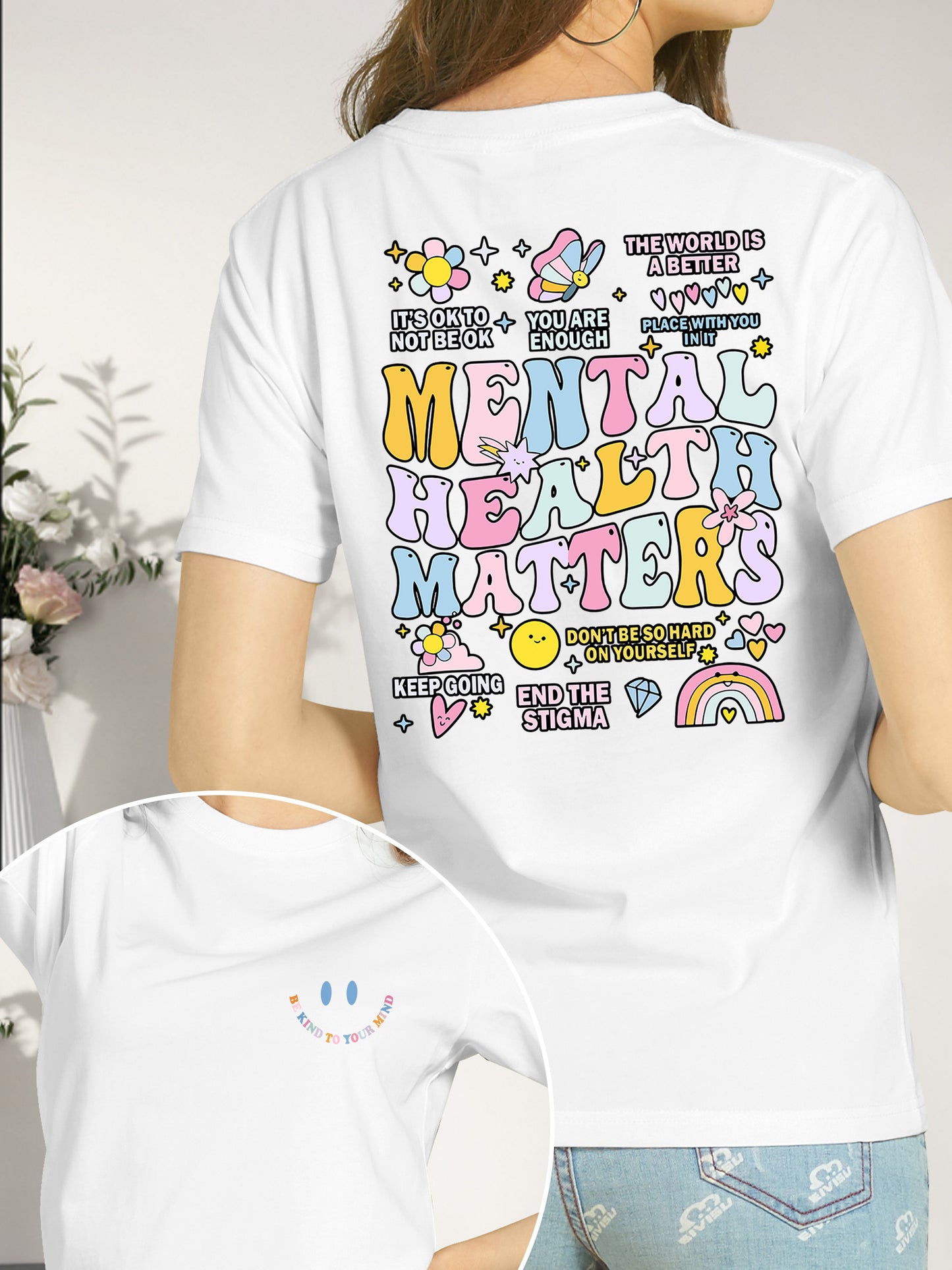 "Mental Health Matters" Slogan Shirt - Relaxed Fit, Full Size