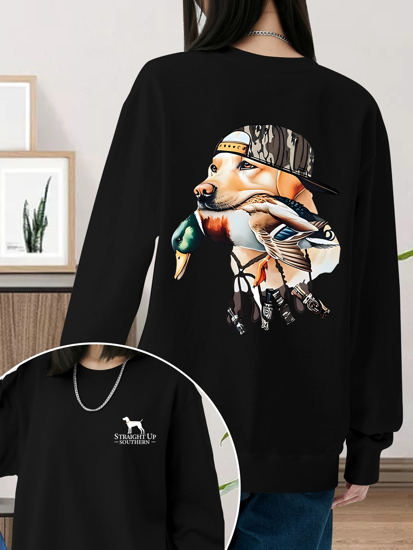 Bold Hunting Dog with Duck Shirt - Relaxed Fit, Full Size