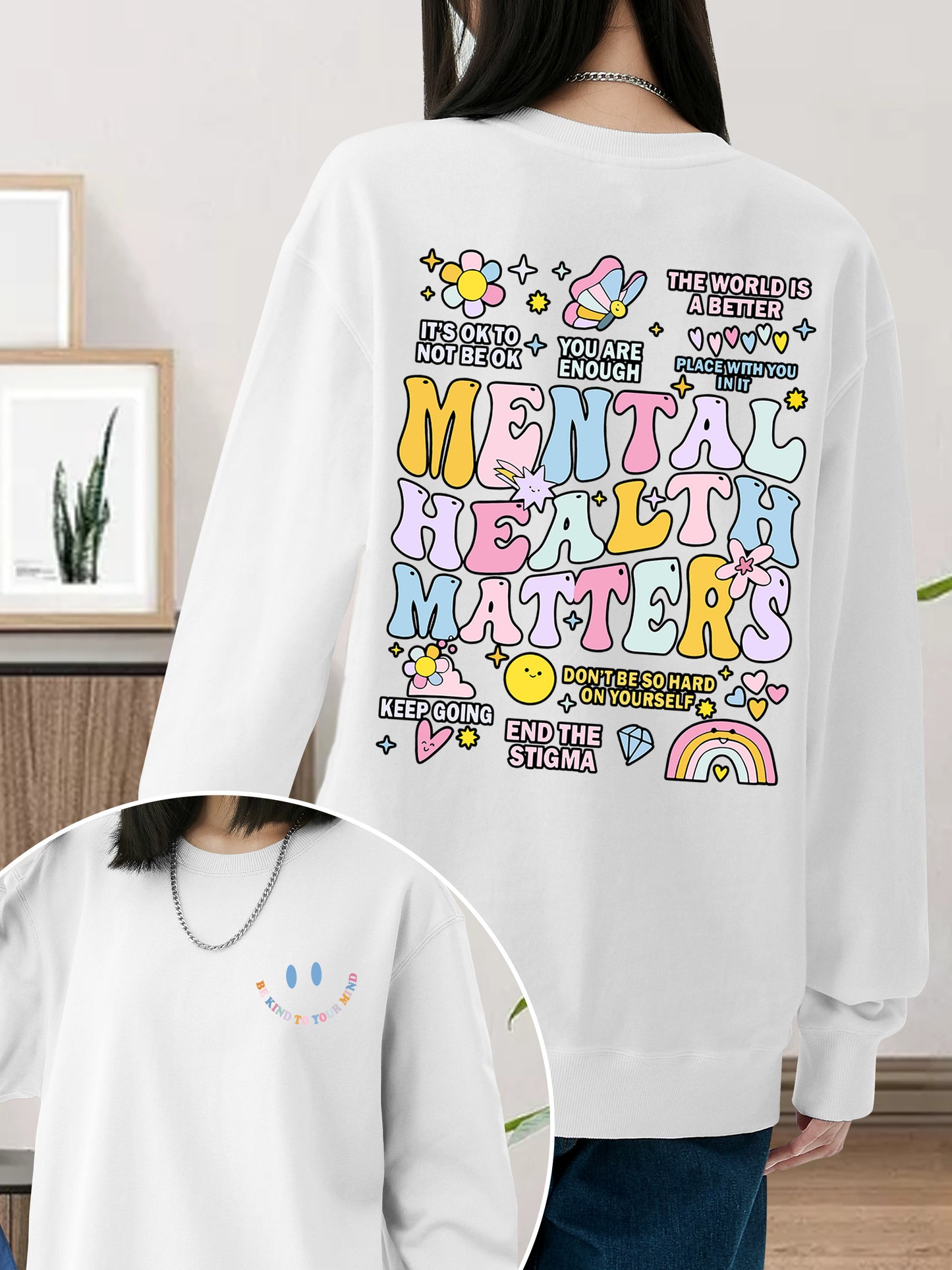 "Mental Health Matters" Slogan Shirt - Relaxed Fit, Full Size