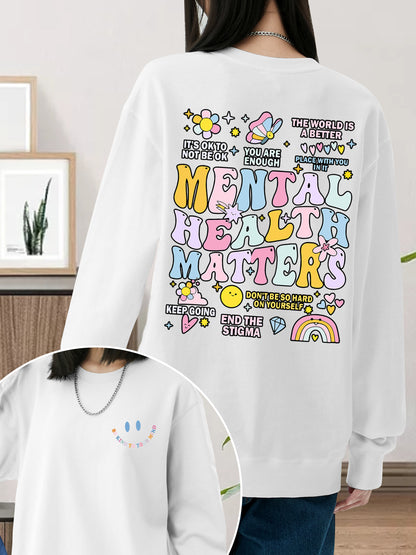 "Mental Health Matters" Slogan Shirt - Relaxed Fit, Full Size