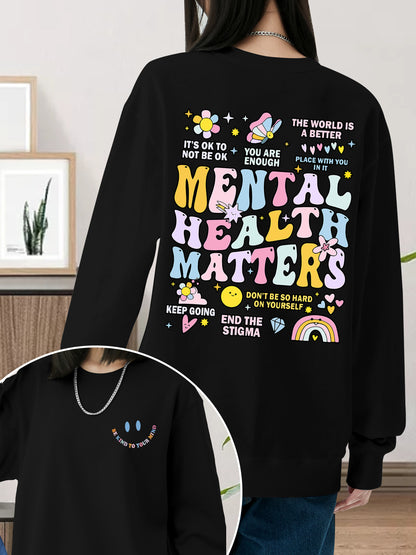 "Mental Health Matters" Slogan Shirt - Relaxed Fit, Full Size