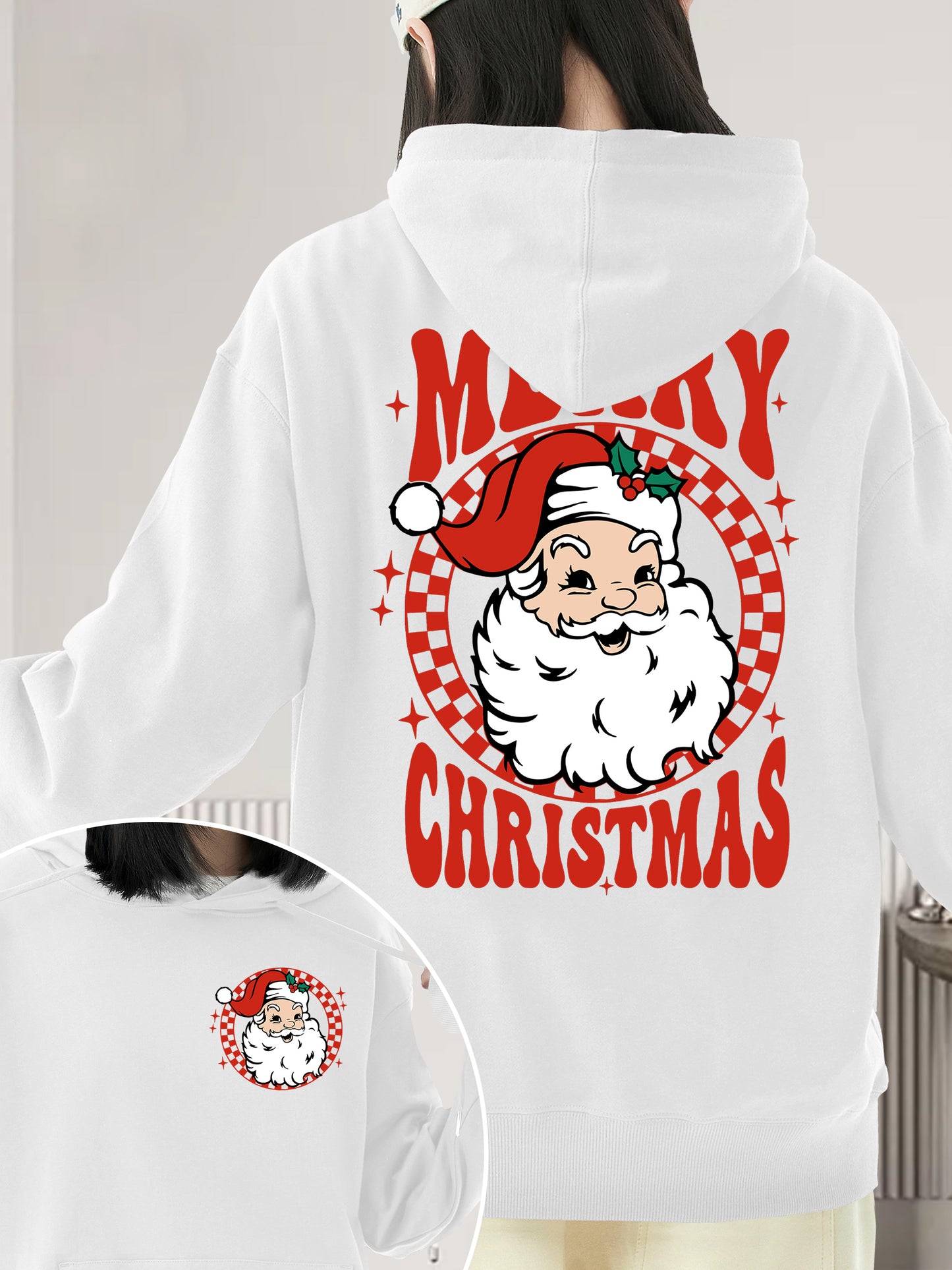 Vintage Santa Hoodie, Merry Christmas Shirt - Relaxed Fit, Full Size