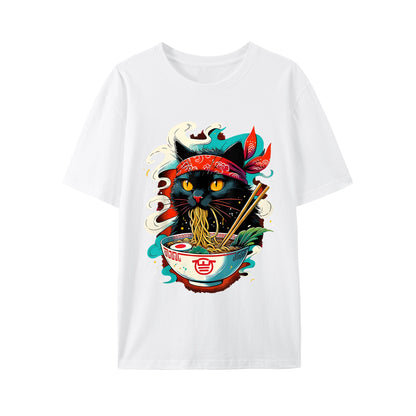 Cat Ramen Japanese Anime Shirt - Relaxed Fit, Full Size