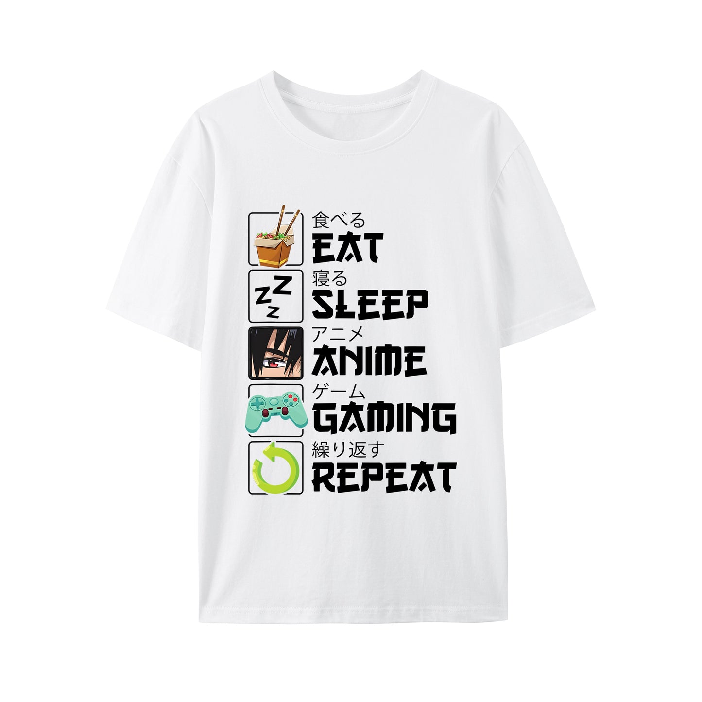 Eat And Sleep Anime Game Shirt - Relaxed Fit, Full Size